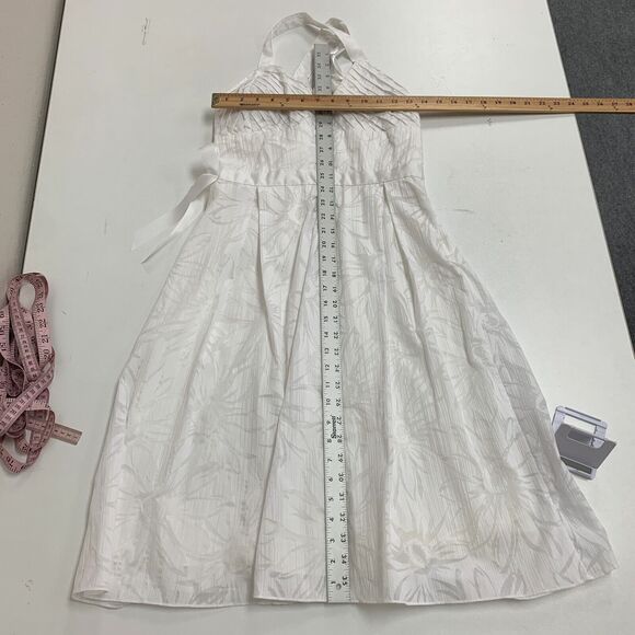 BCBG Paris Floral White Midi Dress Womens 10 Sleeveless Pleat Front Lined *READ - Picture 9 of 13